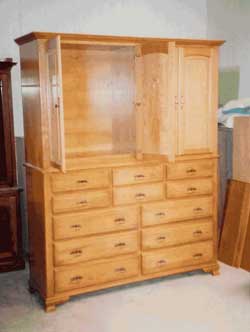 Amish Custom Made Four Drawer Multiple Storage Armoire