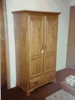 Amish Custom Made Oak Armoire with Full Length Doors