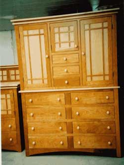 Amish Custom Made Cherry and Maple Two Tone Mission Armoire