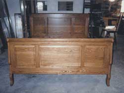 Amish Custom Made Oak Raised Panel Sleigh Bed