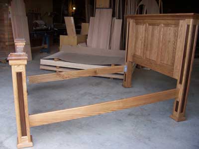 Amish Made Oak Inlaid Bed with Slant