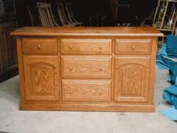 Amish Custom Made 2 Side Door 2 Middle Drawer Oak Buffet