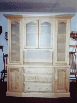 Amish Custom Made Natual Maple beveled Front Hutch
