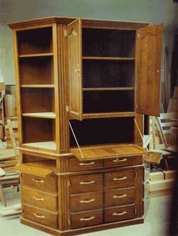 Amish Custom Made Cherry Hutch with Multiple Drawers and Storage Spaces