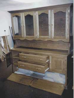 Amish Custom Made Oak Hutch with Lower Leaf Storage