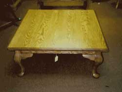 Amish Custom Made Oak Square Coffee Table with Queen Anne Legs