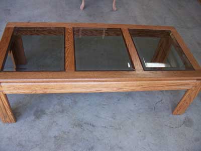 Locally Amish Custom Crafted Glass Top oak Coffee Table