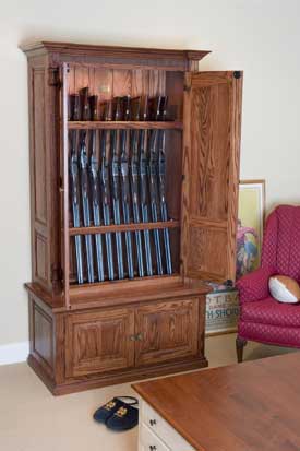 Locally Amish Custom Made Gun Cabinet Safe Inverted Gun Storage