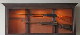 Locally Amish Custom Made Wall Hanging Gun Case with Lights and Horizontal Storage