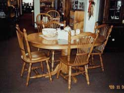Oak Illinois Amish Made Oval Table with Wheat Chairs